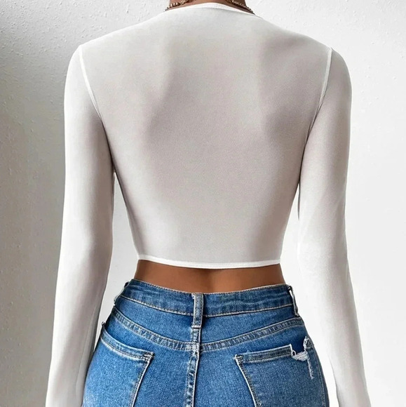 Asymmetrical Hem Crop Bustier Lace Top - Picture 5 of 7